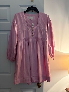 Pink Button-Front Babydoll Dress - Anthropologie